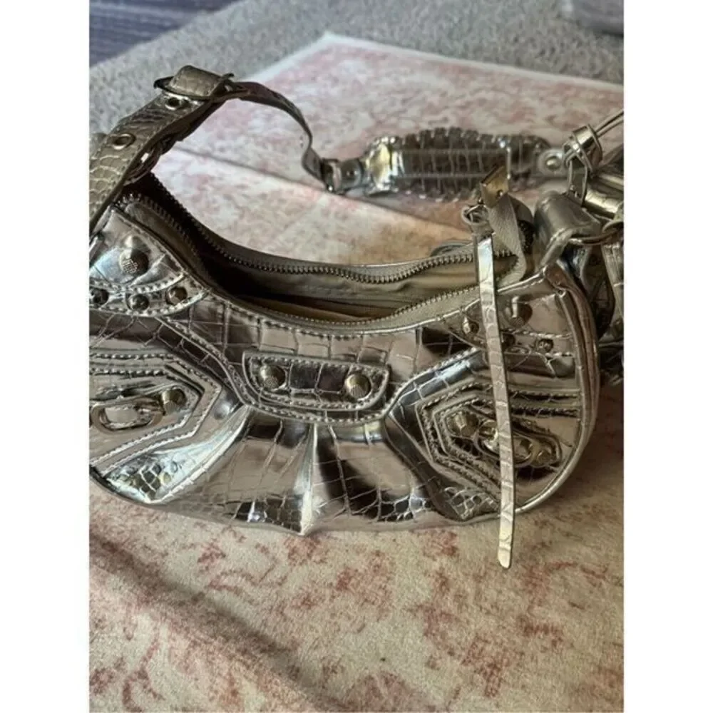 boho shoulder crossbody silver bag